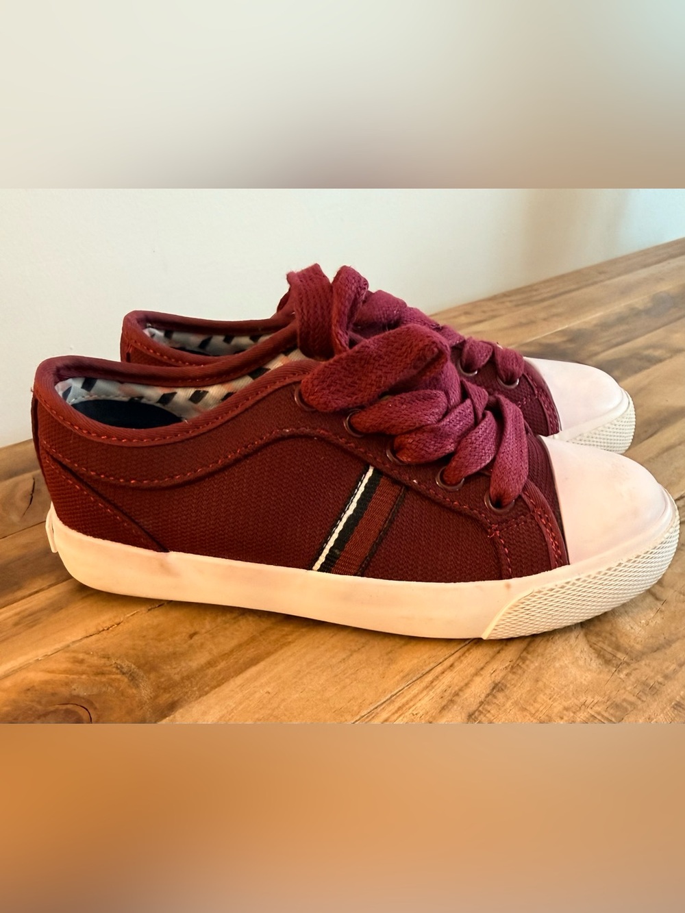 Ben Sherman Burgundy Canvas Low-Top Sneakers